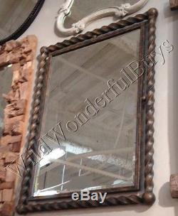 Twisted Metal Wall Mirror Antique Bronze 35H Foyer Large Rectangle Wrought Iron