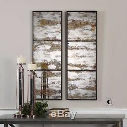 Two New Large 42 Antiqued Aged Mirrors Wall Art Metal Frame Modern Vintage