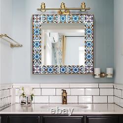 Uaeoo Large Wall Mirror DecorativeSquare Morocco MirrorsStriped Tiles Bathroo