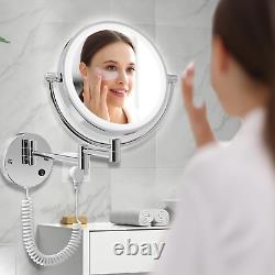 Upgraded Wall Mounted Makeup Mirror with Lights, Super Large Double Sided 1X/10X