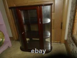 VINTAGE Bombay Co Curved Glass Curio Display Case Mirror Wall Cabinet LARGE
