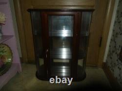 VINTAGE Bombay Co Curved Glass Curio Display Case Mirror Wall Cabinet LARGE