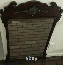 VINTAGE Wood Chippendale Large Wall Mirror