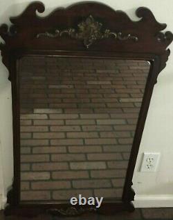 VINTAGE Wood Chippendale Large Wall Mirror