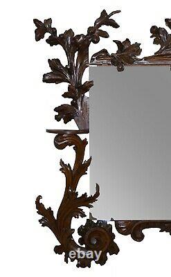 Very Large Circa 1900 Hand Carved Wall Mirror Putti Angel With Lights & Dragon