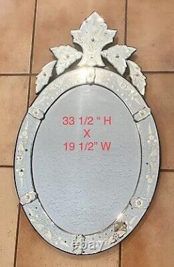 Very Large Venetian Etched Wall Mirror