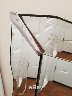 Vintage 1940's 1960's Large Etched Wall / Dresser Mirror Good Condition