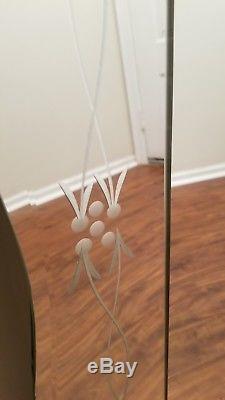 Vintage 1940's 1960's Large Etched Wall / Dresser Mirror Good Condition