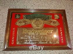 Vintage 80s/90s Budweiser Bud Beer Large 26 x 18 Label Mirror Wall Bar Pub Sign