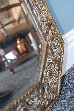 Vintage Antique Arts & Crafts Brass Mirror Circa 1920s Large Hall Wall Bedroom