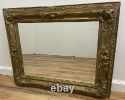 Vintage Antique Large Mirror Ornate Gold Giltwood Frame Hanging Wall Rectangle