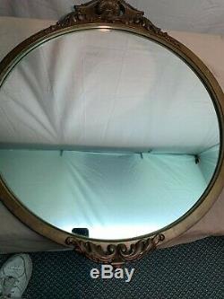 Vintage Antique Large Round Ornate Wall Mirror