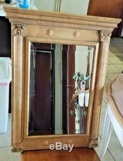 Vintage Antique Large Wooden Wall Mirror 26'' Long X 18'' Wide Gold