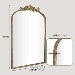 Vintage Arched Mirror Large Antique Gold Ornate Traditional Metal Vanity Baroque