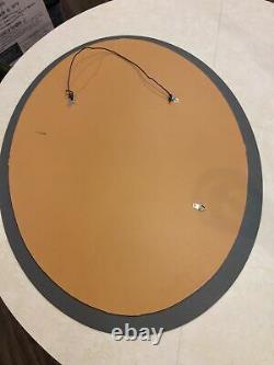 Vintage Art Deco Frameless Large Etched Oval Wall Mirror