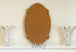 Vintage C1960s Large 36 Oval Wall Mirror, Antiqued Carved Gilt Gold Frame