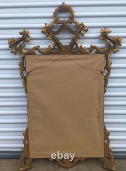 Vintage Carved Italian Gilt Wood Large Rococo Wall Mirror