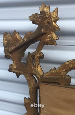 Vintage Carved Italian Gilt Wood Large Rococo Wall Mirror