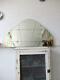 Vintage Extra Large Art Deco Overmantle Wall Mirror Colored Glass Panels