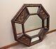Vintage Faux Bamboo Gold Octagon Large Wall Mirror Chinoiserie Bird Detail 3D