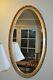 Vintage French Provincial Gold Gilt Large Ornate Wood Oval Wall Mirror