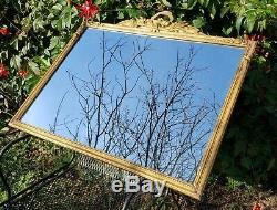 Vintage French Provincial Gold Gilt Large Ornate Wood Rectangal Wall Mirror 32