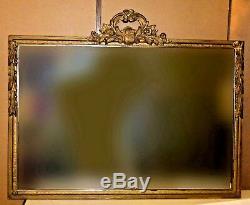 Vintage French Provincial Gold Gilt Large Ornate Wood Rectangular Wall Mirror