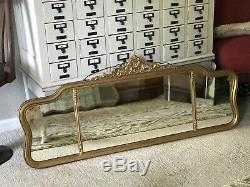Vintage French Provincial Gold Gilt Large Ornate Wood Wall Mantel Mirror