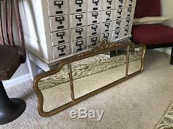 Vintage French Provincial Gold Gilt Large Ornate Wood Wall Mantel Mirror