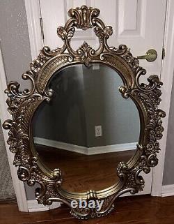 Vintage Gold Framed Wall Large Hanging Mirror Floral Carved Style Traditional