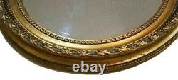 Vintage Gold Wall Mirror, Large Oval Beveled Mirror 30.5×34.5
