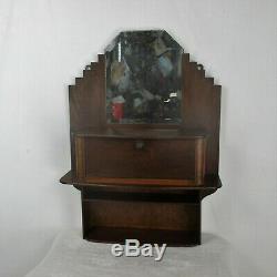 Vintage Kitchen Apothecary Wall Cabinet Beveled Glass Mirror Large Rare