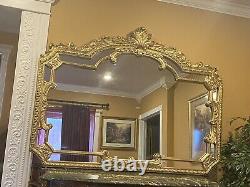 Vintage Large Carved Gold Frame Wall Hanging Mirror 49 X 66