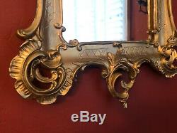 Vintage Large Carved MIRROR GOLD Gesso Antique ORNATE Wall GORGEOUS
