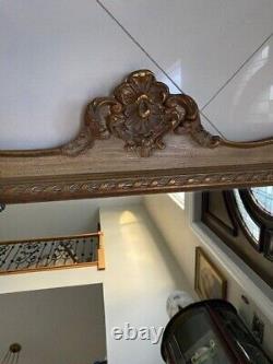 Vintage Large Gold Brown Wood French Carved Rectangular Wall Mirror 42 by 31