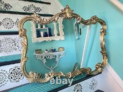 Vintage Large Gold Ornate Wall Mirror Hollywood Regency 30.5 X 24 Mirror