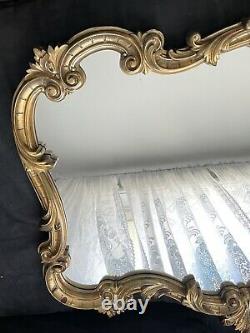 Vintage Large Gold Ornate Wall Mirror Hollywood Regency 30.5 X 24 Mirror