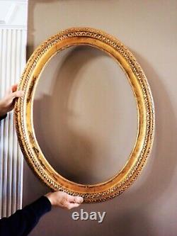Vintage Large Italian Florentine Oval Giltwood Mirror / Painting Frame Only
