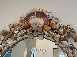 Vintage Large Mirror Grotto Sea Shell Art Coastal Decor
