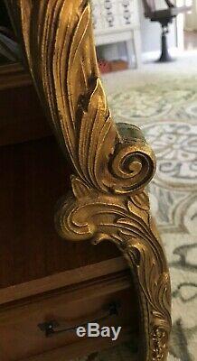 Vintage Large Ornate French Style Gold Guilt Carved Wood Wall Mirror