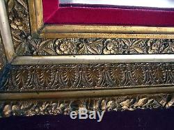Vintage Large Ornate Gold Wood Framed Wall Mirror Statement Piece 32 x 29