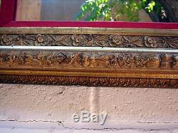 Vintage Large Ornate Gold Wood Framed Wall Mirror Statement Piece 32 x 29