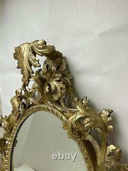 Vintage Large Rococo Style Hand Carved Gilt Wood Wall Mirror Approx 3 X 2 Wow