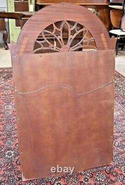 Vintage Large Round Top Carved Mahogany Wall Mirror
