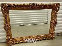 Vintage Large Syroco Style Hollywood Regency Gold Ornate Framed Wall Mirror