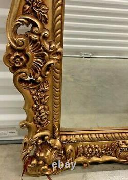 Vintage Large Syroco Style Hollywood Regency Gold Ornate Framed Wall Mirror