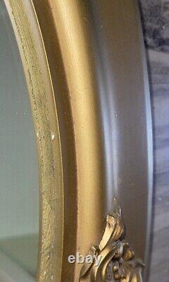 Vintage MCM Ornate Gold Scroll Wall Mirror Large 25X19 Inches Wood Frame