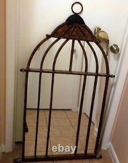 Vintage Metal Form Birdcage Wall Mirror with Parrot / Bird Well Made Large