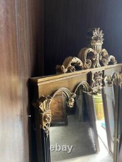 Vintage Mid Century Large Gilded Black and Gold wooden Mirror Wall Art