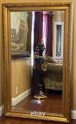 Vintage Oversized Gold Gilt Wood Frame Floor Or Wall Mount Mirror 70 X 41 3/4